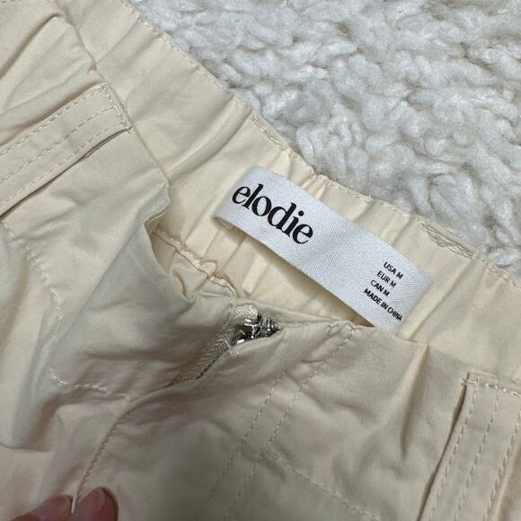 elodie Cream Elastic Waistband Cargo Pants Wide Leg Zipper Fly Highwaisted - Picture 3 of 9